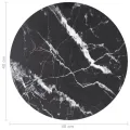 Dessus de table noir Ø40x0,8cm verre trempé avec design marbre