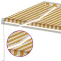 Auvent manuel rétractable avec LED 500x300 cm Jaune et blanc