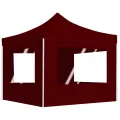 Tente de réception pliable avec parois Aluminium 3x3 m Bordeaux