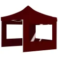 Tente de réception pliable avec parois Aluminium 3x3 m Bordeaux