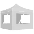 Tente de réception pliable avec parois Aluminium 2x2 m Blanc