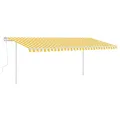 Auvent manuel rétractable avec LED 5x3 m Jaune et blanc