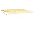 Auvent manuel rétractable avec LED 5x3 m Jaune et blanc