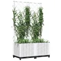 Jardinière avec treillis Blanc 80x40x136 cm PP