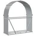 Porte-bûches gris clair 120x45x140 cm acier galvanisé