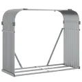 Porte-bûches gris clair 120x45x100 cm acier galvanisé