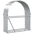 Porte-bûches argenté 120x45x140 cm acier galvanisé