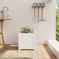 Jardinière blanc 31x31x31 cm bois de pin massif