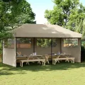 Tente de réception pliable escamotable 3 parois latérales taupe
