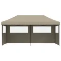 Tente de réception pliable escamotable 3 parois latérales taupe