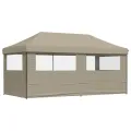 Tente de réception pliable escamotable 3 parois latérales taupe