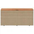 Boîte de rangement de jardin beige résine tressée bois d'acacia