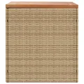 Boîte de rangement de jardin beige résine tressée bois d'acacia