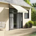 Auvent rétractable crème 150x150 m tissu et acier