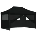 Tente de réception pliable escamotable 4 parois latérales noir
