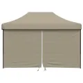 Tente de réception pliable escamotable 4 parois latérales taupe