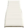 Chaise longue avec coussin beige 55x199x50 cm résine tressée