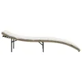 Chaise longue avec coussin beige 55x199x50 cm résine tressée