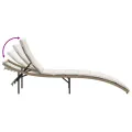 Chaise longue avec coussin beige 55x199x50 cm résine tressée