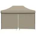 Tente de réception pliable escamotable 4 parois latérales taupe