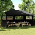 Tente de réception pliable escamotable 3 parois latérales noir
