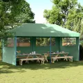 Tente de réception pliable escamotable 3 parois latérales vert