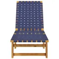 Chaises longues lot de 2 bleu bois d'acacia solide et tissu