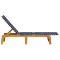 Chaises longues lot de 2 bleu bois d'acacia solide et tissu