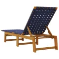 Chaises longues lot de 2 bleu bois d'acacia solide et tissu