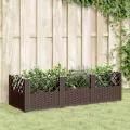 Jardinière avec piquets marron 123,5x43,5x43,5 cm PP
