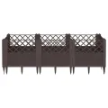 Jardinière avec piquets marron 123,5x43,5x43,5 cm PP