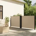 Auvent latéral rétractable beige 120x1000 cm