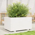 Jardinière blanc 90x60x49,5 cm bois de pin massif