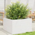 Jardinière blanc 80x80x46 cm bois de pin massif