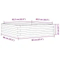 Jardinière cire marron 90x90x23 cm bois de pin massif