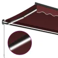 Auvent manuel rétractable avec LED bordeaux 450x350 cm