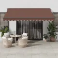 Auvent rétractable automatique avec LED marron 400x300 cm