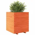 Jardinière cire marron 60x60x72 cm bois de pin massif