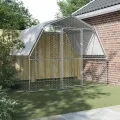 Cage à poules avec toit et porte argenté acier galvanisé