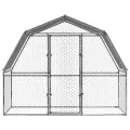 Cage à poules avec toit et porte argenté acier galvanisé