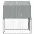 Cage à poules avec toit et porte argenté acier galvanisé