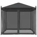 Tonnelle avec parois en filet anthracite 2,93x2,93 m acier