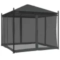 Tonnelle avec parois en filet anthracite 2,93x2,93 m acier