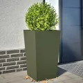 Jardinières 2 pcs vert olive 45x45x75 cm acier