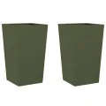 Jardinières 2 pcs vert olive 45x45x75 cm acier