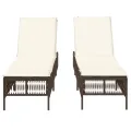 Chaises longues avec coussins lot de 2 marron résine tressée