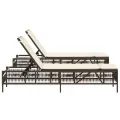 Chaises longues avec coussins lot de 2 marron résine tressée