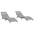 Chaises longues lot de 2 gris 184x55x64 cm bois massif acacia