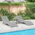 Chaises longues lot de 2 gris 184x55x64 cm bois massif acacia
