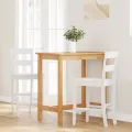 VidaXL Tabourets de bar 2 pcs blanc bois massif d'hévéa